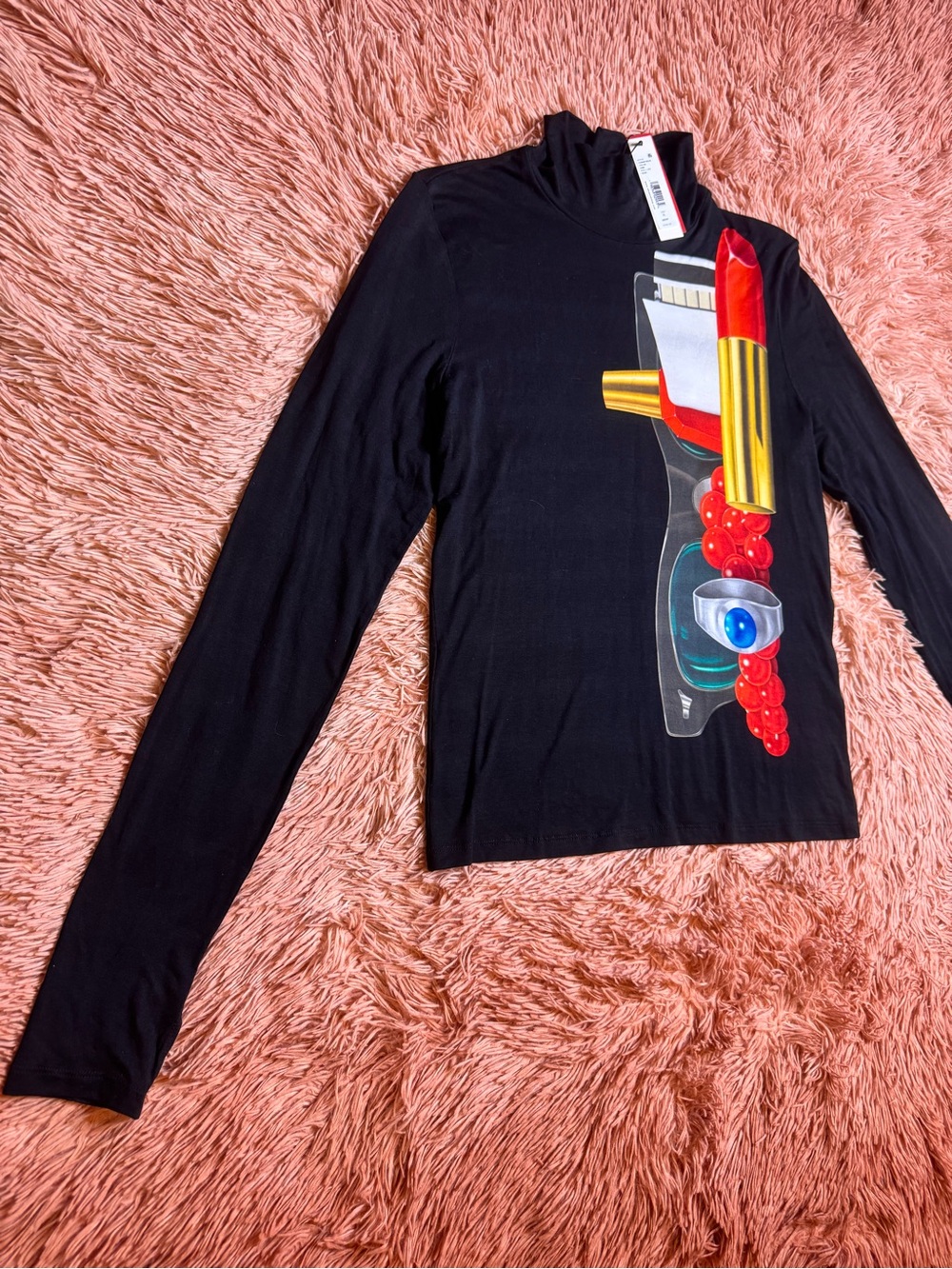 NWT Alice + Olivia X Tom Wesselmann Delaina Long Sleeve Turtleneck Top. Size XL - Picture 11 of 15